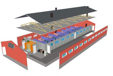 Illustration of the finishing building with all components highlighted. - Illustration: IFIP